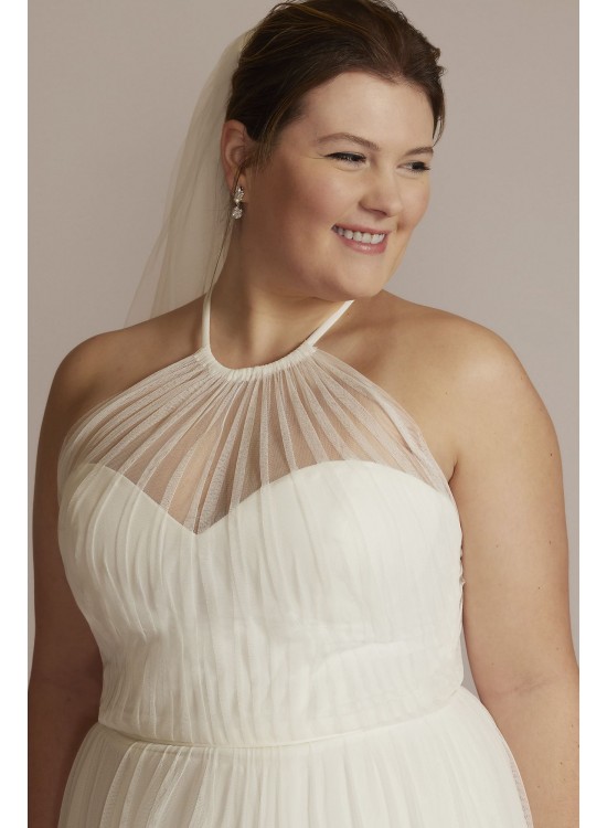 Halter Plus Size Wedding Gown with Tiered Skirt DB Studio 9WG4050