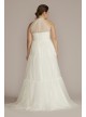 Halter Tall Plus Wedding Gown with Tiered Skirt DB Studio 4XL9WG4050