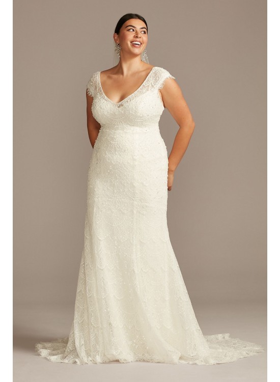 Hand Beaded Cap Sleeve Plus Size Wedding Dress Melissa Sweet 8MS251206