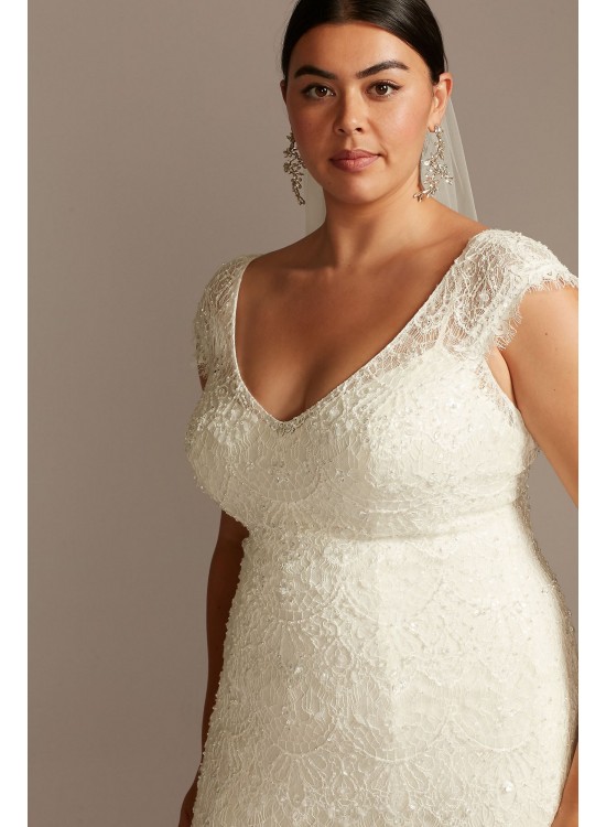 Hand Beaded Cap Sleeve Plus Size Wedding Dress Melissa Sweet 8MS251206