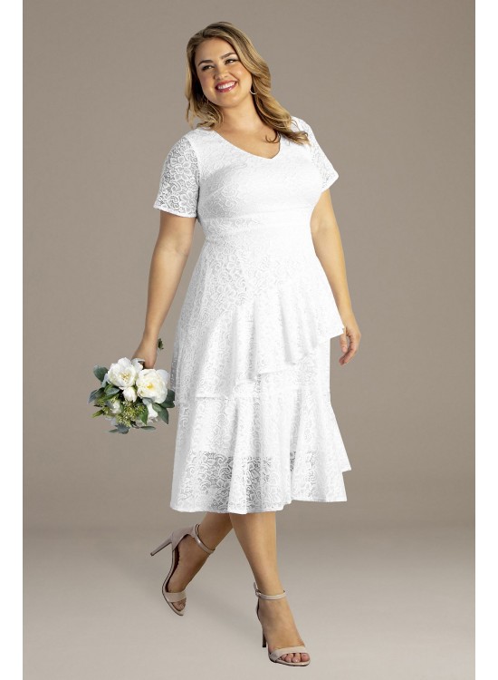 Harmony Tiered Lace Plus Size Short Wedding Dress Kiyonna 19220901