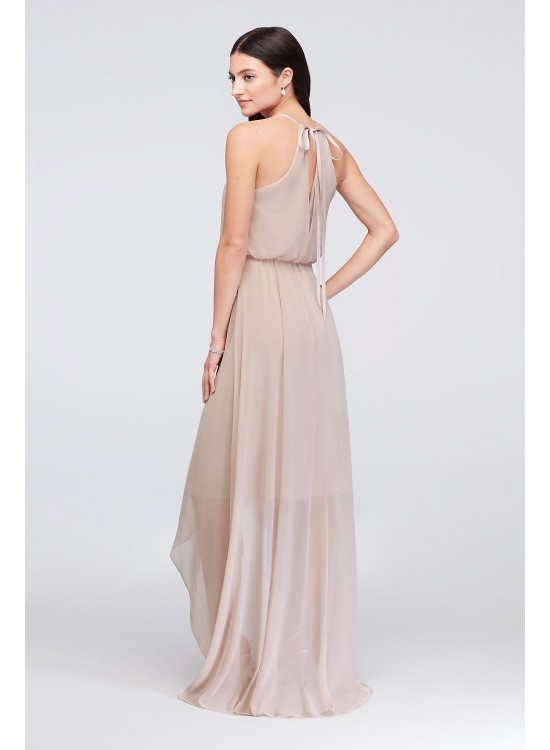 High-Low Chiffon Halter Bridesmaid Dress  F19740