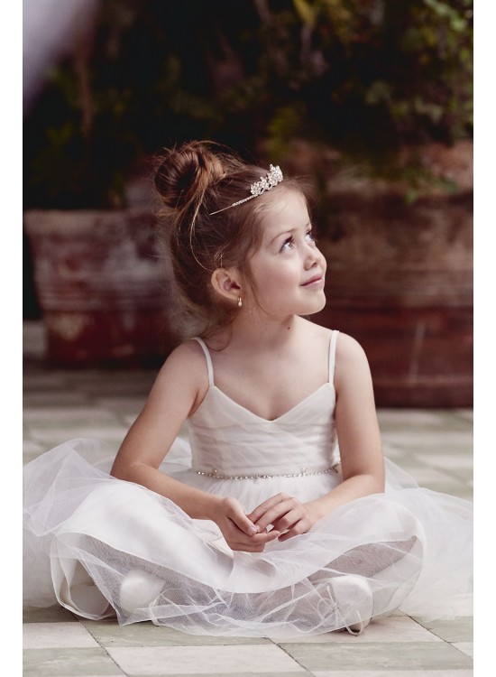 High-Low Tulle Flower Girl Dress with Crystal Belt  OP252