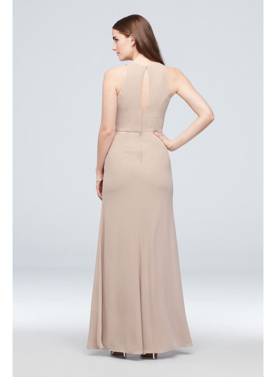 High-Neck Bridesmaid Dress with Cascade Twist  F19992