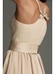 High-Neck Crepe Halter Bridesmaid Gown with Sash  VW360463