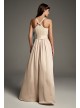 High-Neck Crepe Halter Bridesmaid Gown with Sash  VW360463