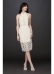 High-Neck Halter Lace Short Dress with Illusion Bardot 36386DB