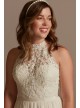 High Neck Illusion Lace and Chiffon Wedding Dress DB Studio WG4032