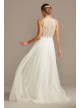 High Neck Illusion and Lace Godet Wedding Dress DB Studio WG4021