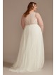 High Neck Lace Godet Plus Size Wedding Dress DB Studio 9WG4021