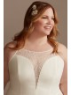 High Neck Lace Godet Plus Size Wedding Dress DB Studio 9WG4021