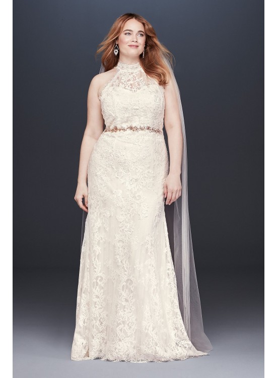 High-Neck Lace Halter Plus Size Wedding Dress Melissa Sweet 4XL8MS251192