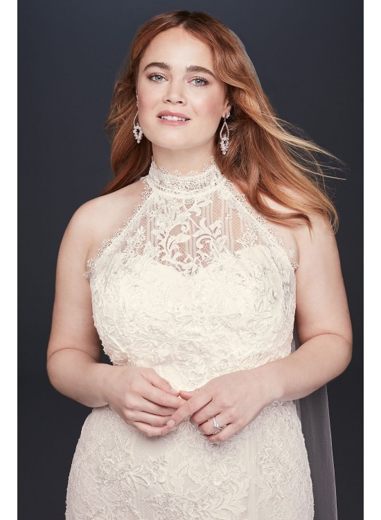 High-Neck Lace Halter Plus Size Wedding Dress Melissa Sweet 4XL8MS251192