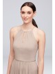 High-Neck Long Mesh Bridesmaid Dress with Keyhole  F19888