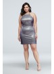 High-Neck Metallic Plus Size Dress with Cutout Morgan and Co 12715W