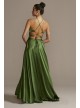 High Neck Satin Slit Gown with Pockets Blondie Nites 1160BN