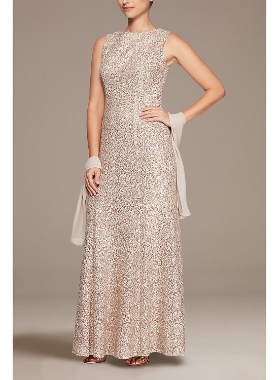 High Neck Sequin Fit and Flare Dress with Shawl Alex Evenings 1121979