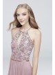 High-Neck Sequin and Mesh Gown with Keyhole DB Studio DS270021