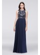 High Neck Sequined Lace and Chiffon Dress  F19452