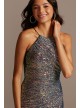 High Neck Side Ruched Sequin Dress with Slit Night Studio 2243