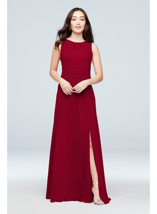 High-Neck Soie Chiffon Bridesmaid Dress  F19960