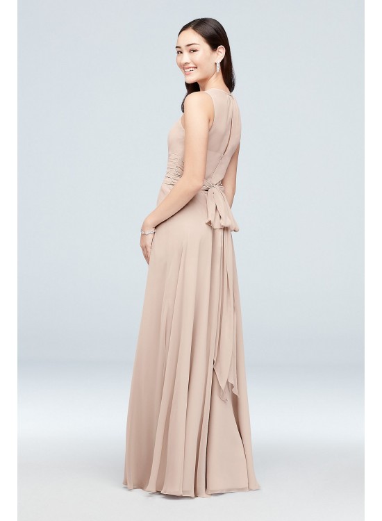 High-Neck Soie Chiffon Bridesmaid Dress  F19960