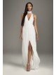 High Slit Sequin Gown With Plunging Choker Neck  VW351524