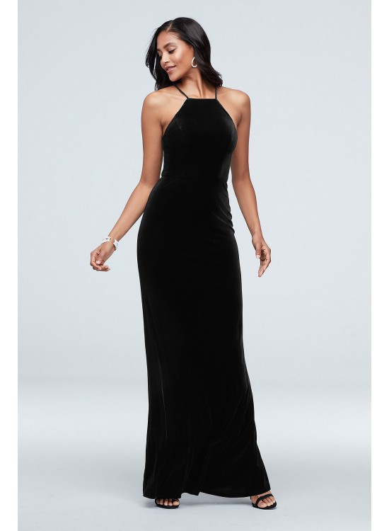 High Square Neck Velvet Long Dress DB Studio DS270056