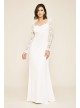 Hunter Tulle and Crepe Long Sleeve Wedding Dress Tadashi Shoji BEH18842LBR