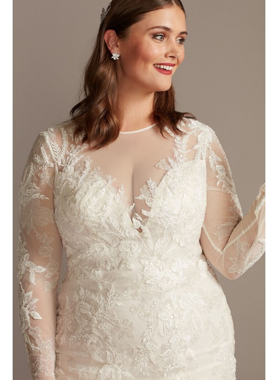 Illusion Beaded Floral Plus Size  Wedding Dress  8CWG844