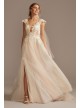 Illusion Cap Sleeve Lace Appliqued Wedding Dress  SWG862