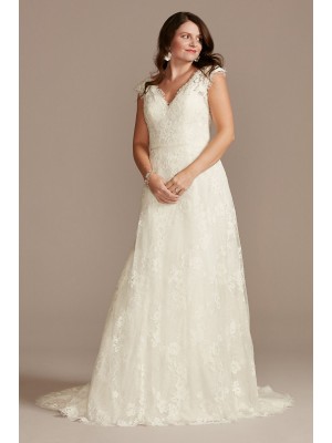 Illusion Cap Sleeve Lace Wedding Dress DB Studio WG4026