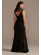 Illusion Cap Sleeve Open Back Jersey Sheath Gown  WBM2420