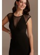 Illusion Cap Sleeve Open Back Jersey Sheath Gown  WBM2420