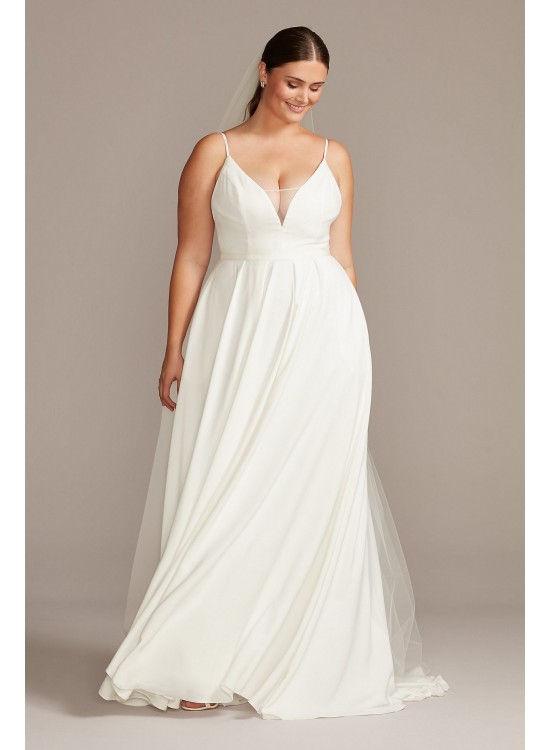 Illusion Deep-V Spaghetti Plus Size Wedding Dress  Collection 9WG3985