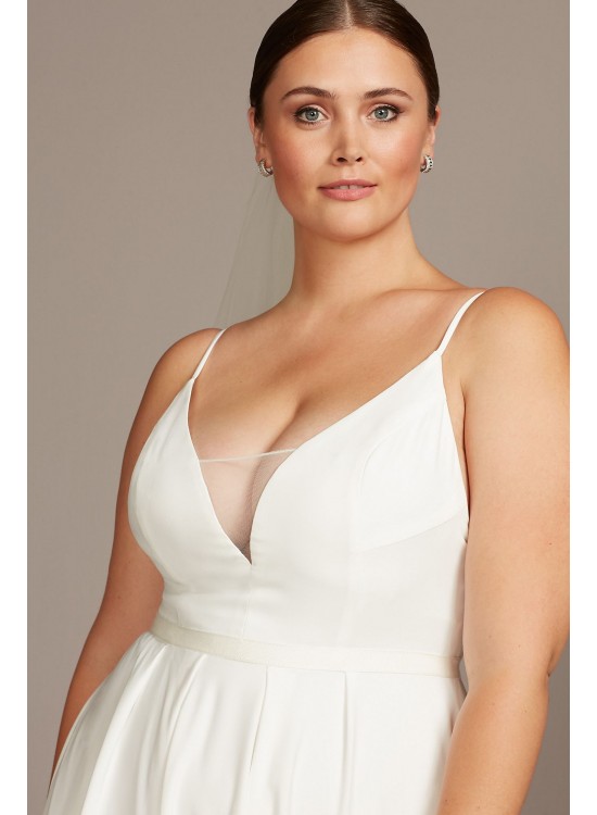 Illusion Deep-V Spaghetti Plus Size Wedding Dress  Collection 9WG3985