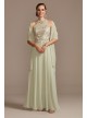 Illusion High Neck Floral Embroidered Chiffon Gown Cachet 60273D