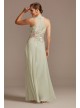 Illusion High Neck Floral Embroidered Chiffon Gown Cachet 60273D