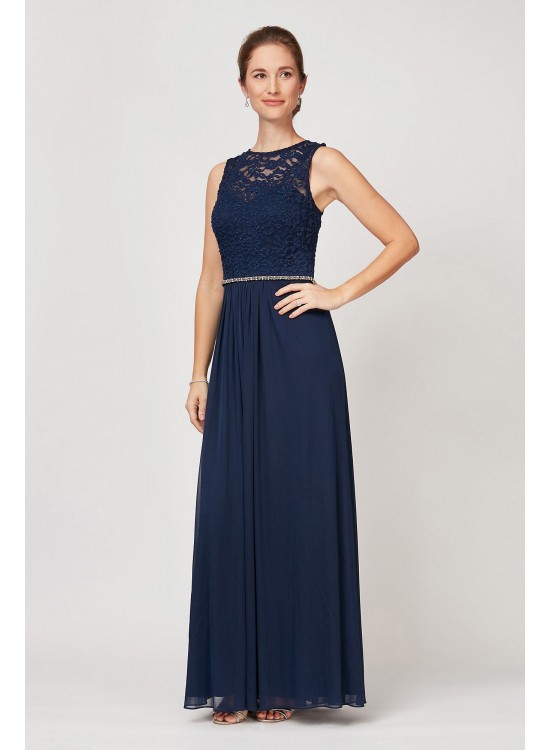 Illusion Lace A-Line Dress with Sparkle Waist Alex Evenings 81122338