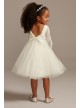 Illusion Lace Sleeve Flower Girl Dress with Bow  OP272