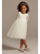 Illusion Lace Sleeve Flower Girl Dress with Bow  OP272