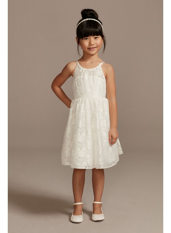 Illusion Lace Tie-Back Halter Flower Girl Dress  OP237