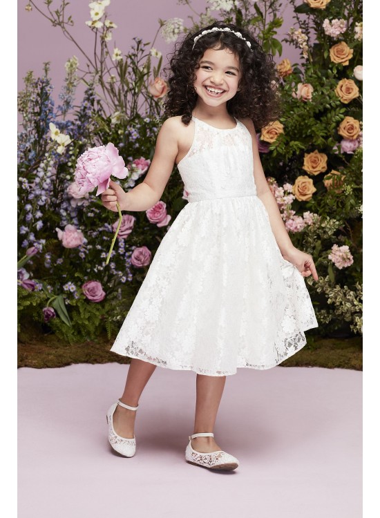 Illusion Lace Tie-Back Halter Flower Girl Dress  OP237