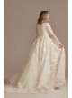 Illusion Long Sleeve Applique Plunge Wedding Dress  LBSWG820