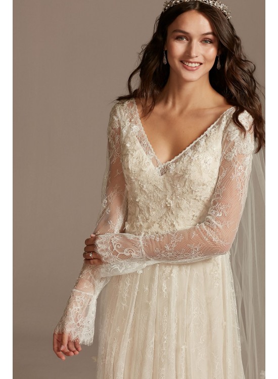 Illusion Long Sleeve Chantilly Lace Wedding Dress Melissa Sweet MS251227