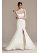 Illusion Long Sleeve High Neck Crepe Wedding Dress  Collection WG3991