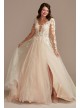 Illusion Long Sleeve Lace Appliqued Wedding Dress  SLSWG862