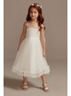 Illusion Pleated Flower Girl Dress with 3D Florals  WG1410