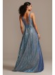 Illusion Plunge Iridescent Metallic Ball Gown  WBMLC19001