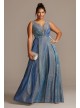 Illusion Plunge Iridescent Metallic Plus Size Gown  WBMLC19001W